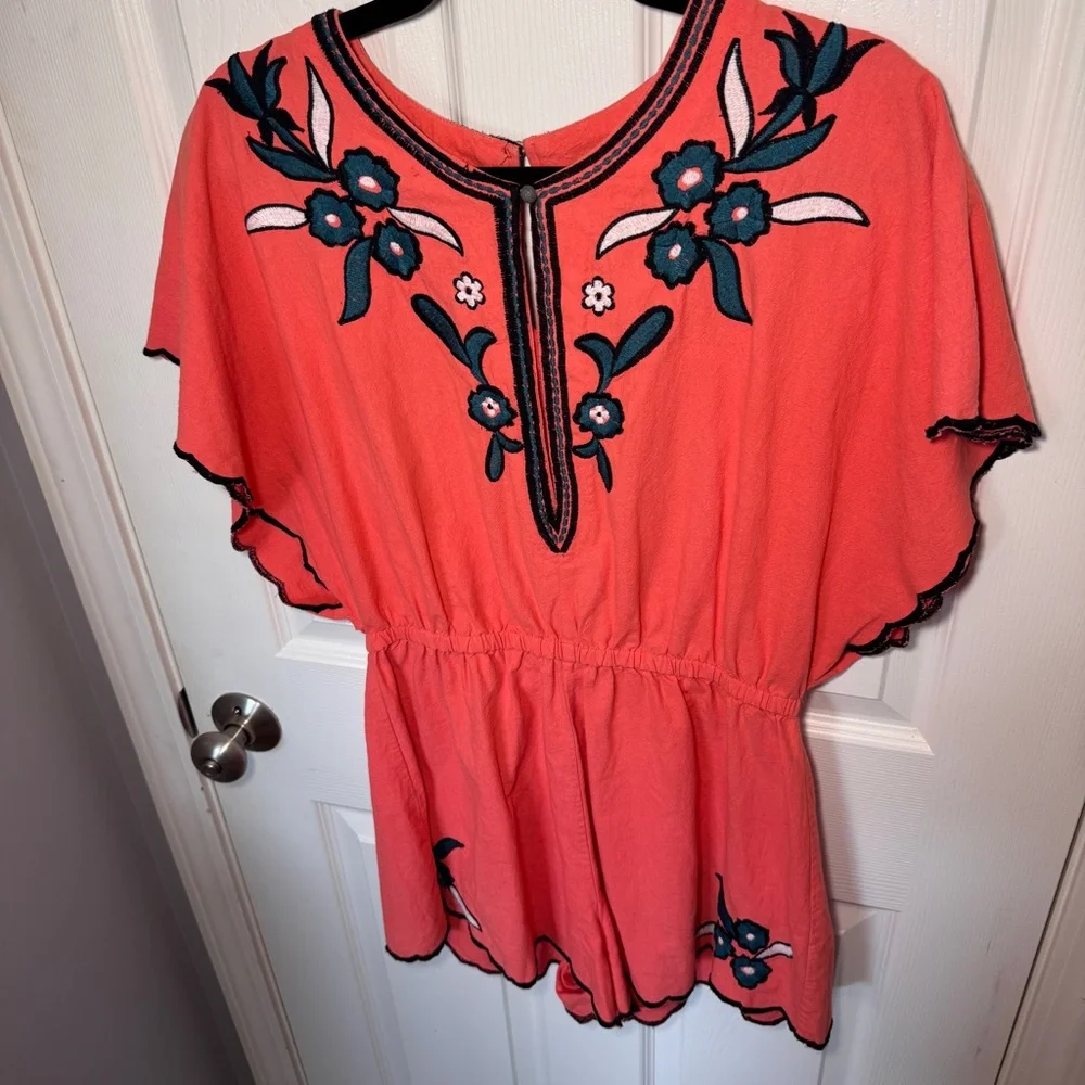 Free People Sophia Embroidered Romper